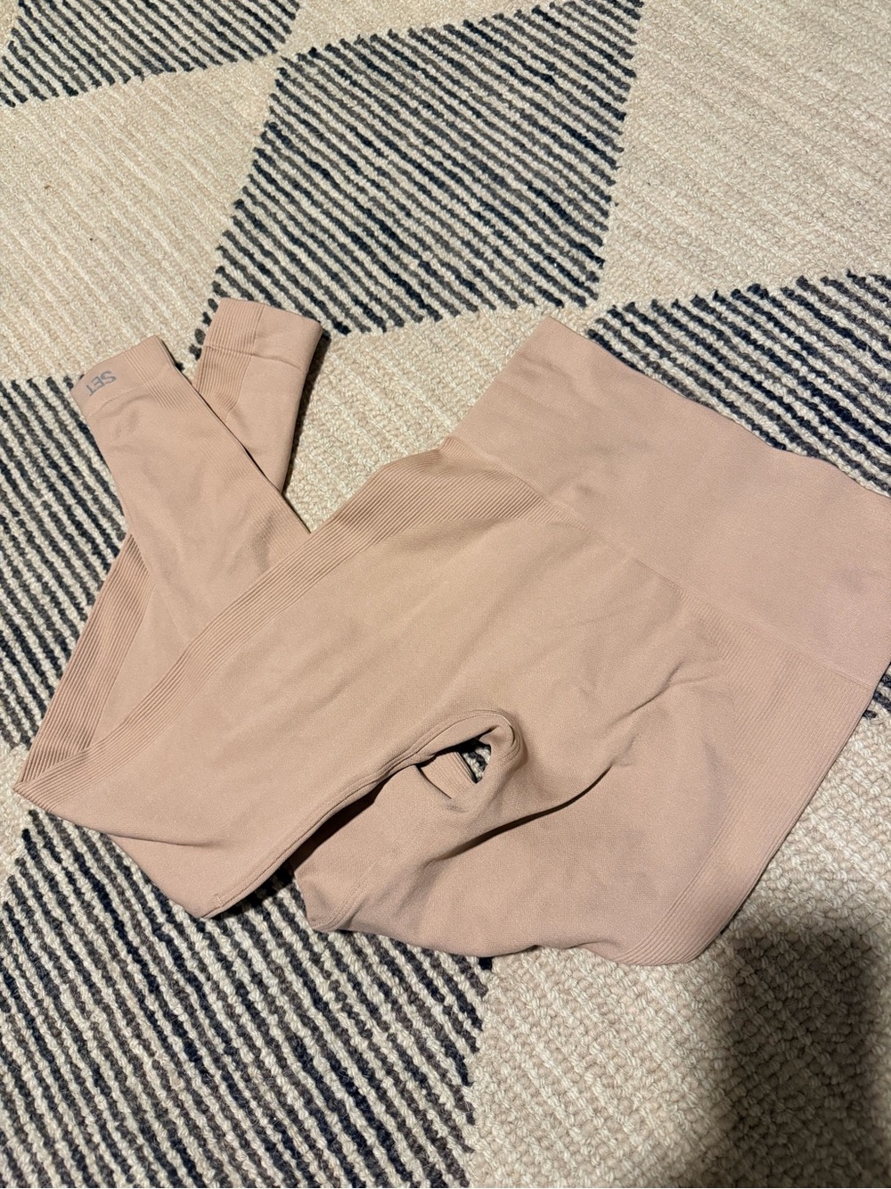 SET ACTIVE High-Waist Ribbed Leggings - Blush